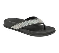 DUNLOP Ladies Low Wedge Multi Platform Summer Slip On Toe Post FlipFlops Sandals Shoes Size 3-8 (Black Silver Quinn, UK Footwear Size System, Adult, Women, Numeric, Medium, 4)