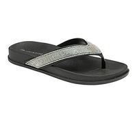 DUNLOP Ladies Low Wedge Multi Platform Summer Slip On Toe Post Flipflops Sandals Shoes Size 3-8 (Quin Black, Numeric_6)