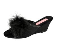 DUNLOP Ladies Marilyn Wedge Heel Mule Slippers Sizes 3-8