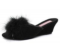 DUNLOP Ladies Marilyn Wedge Heel Mule Slippers Sizes 3-8 (Black, Numeric_7)