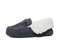 DUNLOP Ladies Moccasin Slippers New Machine Washable Faux Sheepskin Fur Cosy Slippers with Memory Foam (Grey Cuff, uk_footwear_size_system, adult, women, numeric, medium, numeric_8), 8 UK, DLH