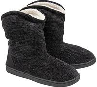 DUNLOP Ladies Slippers Comfortable Booties for Women Ladies Quality Ankle Slippers Memory Foam Boots Indoor Outdoor with Non Slip Sole Knitted Slippers Fluffy Lining, Black Cord, 7 UK