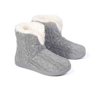 Dunlop Ladies Slippers Comfortable Booties Ladies Quality Ankle Slippers Memory Foam Boots Indoor Outdoor with Non Slip Sole (Mia Grey, UK Footwear Size System, Adult, Women, Numeric, Medium, 6)