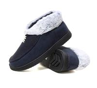 DUNLOP Ladies Slippers Comfortable Booties Ladies Quality Ankle Slippers Memory Foam Boots Indoor Outdoor with Non Slip Sole | Knitted Slippers Fluffy Lining