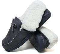 DUNLOP Ladies Slippers Comfortable Booties Ladies Quality Ankle Slippers Memory Foam Boots Indoor Outdoor with Non Slip Sole | Knitted Slippers Fluffy Lining