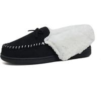 DUNLOP Ladies Slippers Comfortable Booties Ladies Quality Ankle Slippers Memory Foam Boots Indoor Outdoor with Non Slip Sole | Knitted Slippers Fluffy Lining