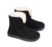 Dunlop Ladies Slippers Comfortable Booties Ladies Quality Ankle Slippers Memory Foam Boots Indoor Outdoor with Non Slip Sole (Mia Black, UK Footwear Size System, Adult, Women, Numeric, Medium, 7)