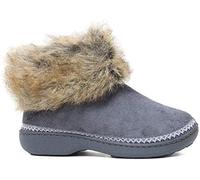 DUNLOP Ladies Slippers Comfortable Booties Ladies Quality Ankle Slippers Memory Foam Boots Indoor Outdoor with Non Slip Sole (Grey, UK Footwear Size System, Adult, Women, Numeric Range, Medium, 7, 8)