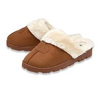 DUNLOP Ladies Womens House Slippers Mules Cosy Faux Fur Memory Foam Sizes 3-8
