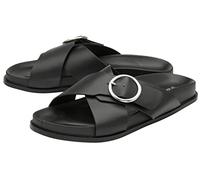 DUNLOP Ladies Womens Sandals Slip On Buckle Double Strap Summer Shoes Sizes 3-8 (Black, UK Footwear Size System, Adult, Women, Numeric, Medium, 8)