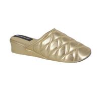 Dunlop Ladies Womens Slipper Mules Gold Silver Quilted Padded Wedge Shoes Size