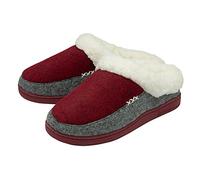 DUNLOP Ladies Womens Slippers Alicia Felt Mule Fur Lined Memory Foam House Shoes