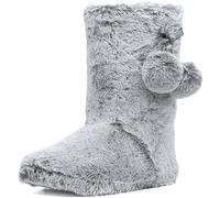DUNLOP Ladies Womens Slippers Full Bootie Boots Faux Fur Memory Foam Shoes Sizes 3-9 (Grey Mist, UK Footwear Size System, Adult, Women, Numeric, Medium, 5)