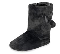 DUNLOP Ladies Womens Slippers Full Bootie Boots Faux Fur Memory Foam Sizes 3-8 ((Black Coal, UK Footwear Size System, Adult, Women, Numeric, Medium, 6)