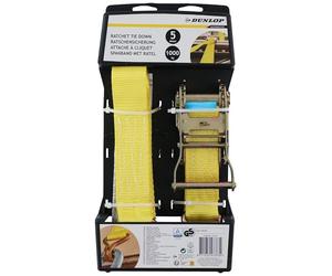 Dunlop Lashing Strap with Ratchet - Hook - 5 m - up to 1000 kg - Yellow