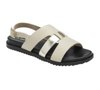 Dunlop Leather Zareen Slingback Sandals (Cream/Gold, UK Footwear Size System, Adult, Women, Numeric, Medium, 7)