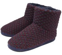 Mens Furry Sherpa Memory Foam Slipper Boots Size 12 Colour Navy/Burgundy