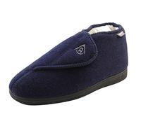 Dunlop Mens Adjustable Quick Easy Touch Fastening Orthopaedic Boot Slippers - Washable Hook and Loop Cosy Winter Bootie Slippers Men Size 12 UK