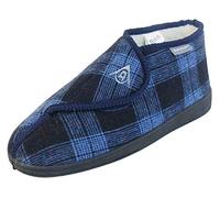 Dunlop Mens Adjustable Quick Easy Touch Fastening Orthopaedic Boot Slippers - Washable Hook and Loop Cosy Winter Bootie Slippers Men Size 9 UK