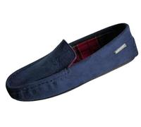 DUNLOP Mens Boris Moccasin Slippers Tartan Lining Navy size 8 UK