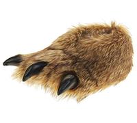 Dunlop Mens Brown Faux Fur Monster Claws Novelty Slippers, Brown Claw, 8/9 UK