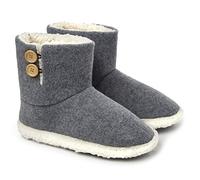 DUNLOP Men's Charcoal Faux Fur Bootie Slippers, Size 7-12 UK, Memory Foam Plush, Winter, Boot Slipper