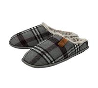 DUNLOP Mens Check Mule Slippers - Charcoal - UK 12