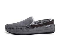 Dunlop Mens Famous GEORGE Moccasin Loafers Faux Sheepskin Fur Slippers with Rubber Sole (7 UK, Grey Brown)