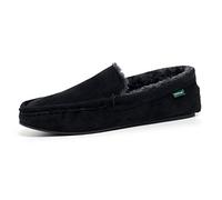 DUNLOP Mens Famous George Moccasin Loafers Faux Sheepskin Fur Slippers with Rubber Sole (Black, UK Footwear Size System, Adult, Men, Numeric, Medium, 11)