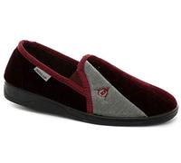 DUNLOP Mens famous WINSTON elasticated gusset slippers (10 UK, Burgundy/Grey)