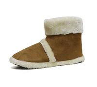 DUNLOP Mens Faux Fur Memory Foam Knit Slipper Boots (Tan, UK Footwear Size System, Adult, Men, Numeric, Medium, 9)