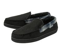DUNLOP Mens Faux Suede Moccasin Slippers - Black - UK 10