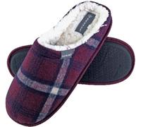 Dunlop Mens Fleece Lined Mule Checked Slippers - - Size: 12