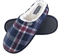 Dunlop Mens Fleece Lined Mule Checked Slippers - - Size: 9