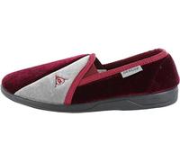 DUNLOP Mens Full Slippers Classic Velour Twin Gusset Comfort Sturdy Rubber Outsole Sole Washable House Shoes (Burgundy/Grey, 11, UK Footwear Size System, Adult, Men, Numeric, Medium, 11)