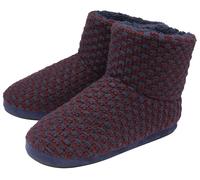 Dunlop Mens Furry Sherpa Memory Foam Slipper Boots (6 Sizes) - 7 - Navy/Burgundy