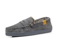 DUNLOP Mens GEORGE Memory Foam Slippers Moccasin Loafers Faux Sheepskin Fur Slippers with Rubber Sole (Grey Saddle, UK Footwear Size System, Adult, Men, Numeric, Medium, 10)