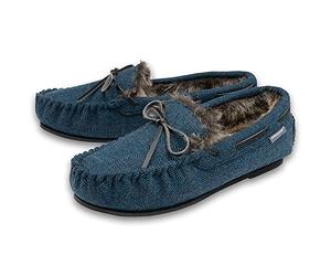 DUNLOP Mens Herringbone Moccasin - Navy - UK 9