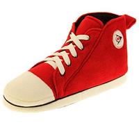 Dunlop Mens High Top Sneaker Warm Fleece Novelty Slippers Trainer Slipper Boots Black Blue Red Size UK 8 9 10 11 12 UK