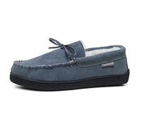 DUNLOP Mens Joshua Suede Leather Warm Comfy Moccasin Memory Foam Slippers (Grey, 11, UK Footwear Size System, Adult, Men, Numeric, Medium, 11)