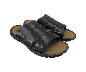 DUNLOP Mens Leather Mule Slippers Open Toe Slip On Summer Shoes