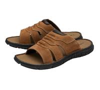 DUNLOP Mens Leather Sandals Open Toe Cushioned In Sock Walking Mules Summer Shoes Flip Flop