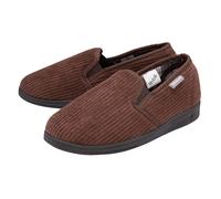 Dunlop - Mens Memory Foam Slippers Rubber Sole House Shoes Size 10 Colour Brown