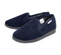 Mens Tartan Lined Slippers With Memory Foam - Navy / 9