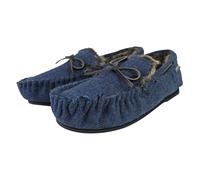 Dunlop Mens Moccasin Slippers with Memory Foam - Navy - Size UK 11