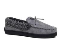 Dunlop Mens Moccasins Slippers Loafers Casual Classic Sheepskin Faux Fur Suede Comfy Soft Fluffy Closed Toe Memory Foam Warm Lined Winter Slip On House Rubber Sole Indoor Outdoor Shoes (Grey, 11)