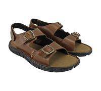 DUNLOP Mens Mule Open Toe Leather Sandals Comfy Slip On Summer Beach Sandals (Tan, UK Footwear Size System, Adult, Men, Numeric, Medium, 7)