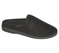 Dunlop Men's Mule Slippers TED Black Ribbed Velour Size 12