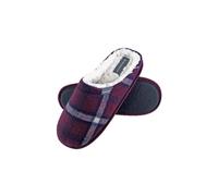 Dunlop Men's Plush Fleece Lined Slip On Mule Checked Plaid Slippers in Burgundy | Size: 8 Dunlop Burgundy 8
