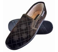 Dunlop Mens Plush Fur Lined Memory Foam Plaid Checked Slippers (6 Sizes) - 11 UK - Brown